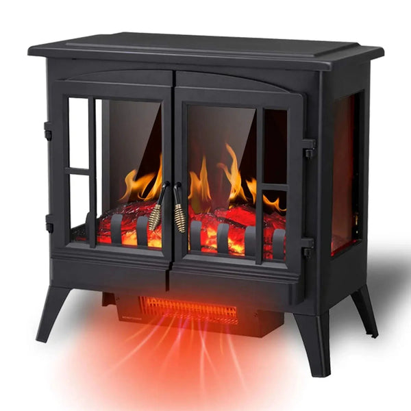 Freestanding Electric Fireplace, 23-inch, w/ 3D Realistic Amber Flame, Adjustable Heating Mode